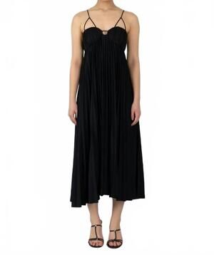 NEW ESTHE women's pleated slip dress in black